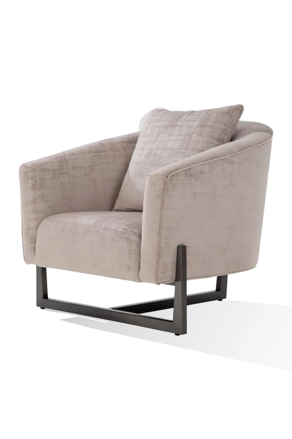 Luxury Bronze Cross Base Fabric Lounge Chair Modern Italian Style for Villa