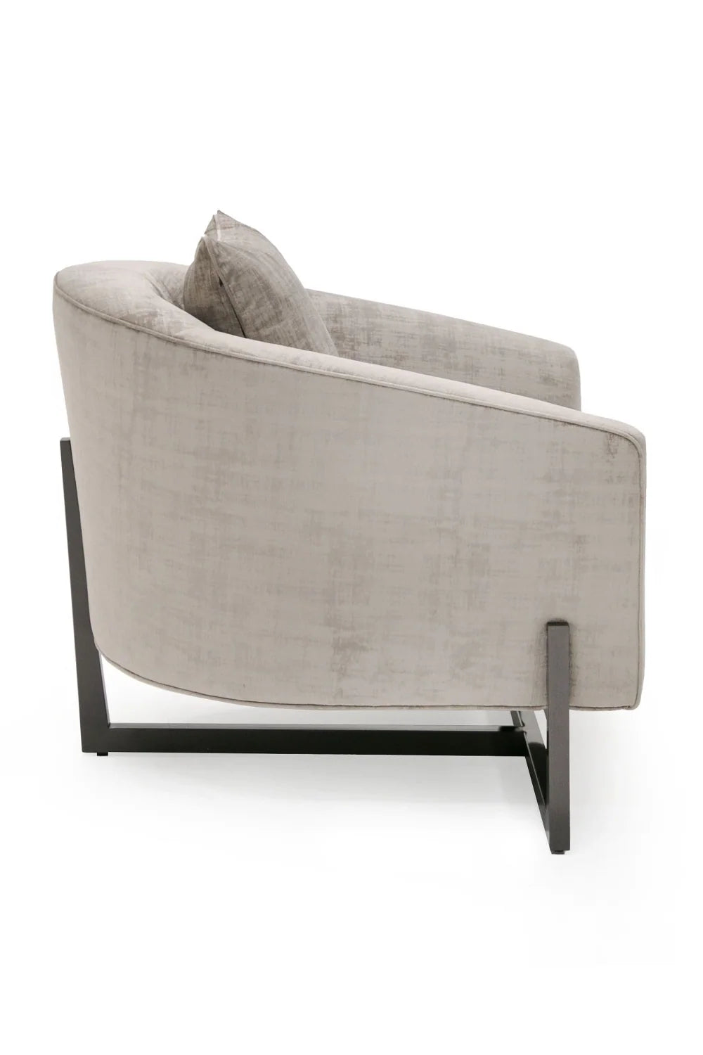 Luxury Bronze Cross Base Fabric Lounge Chair Modern Italian Style for Villa