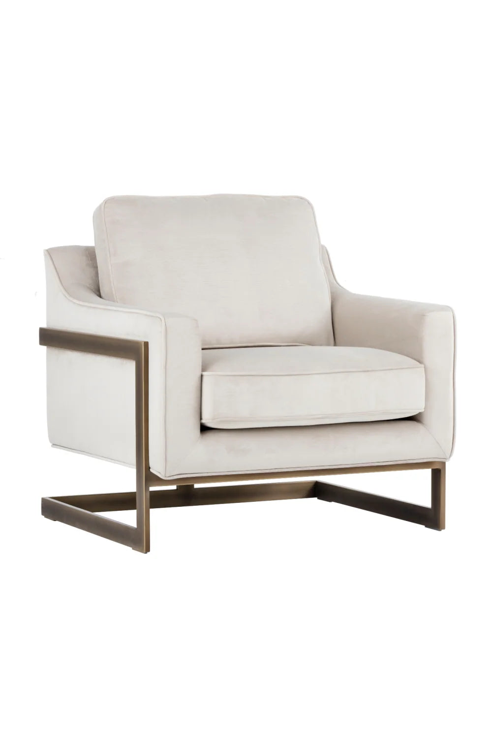 Luxury Bronze Frame Cantilevered Lounge Chair Modern Italian Style for Villa
