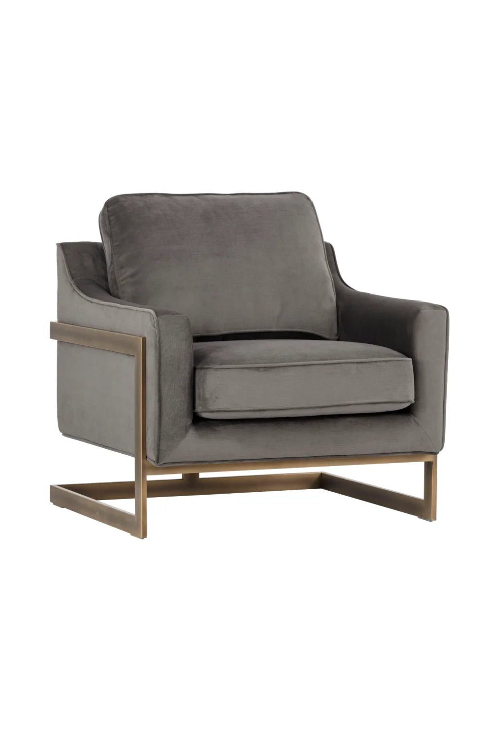 Luxury Bronze Frame Cantilevered Lounge Chair Modern Italian Style for Villa