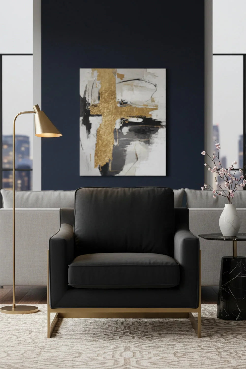 Luxury Bronze Frame Cantilevered Lounge Chair Modern Italian Style for Villa