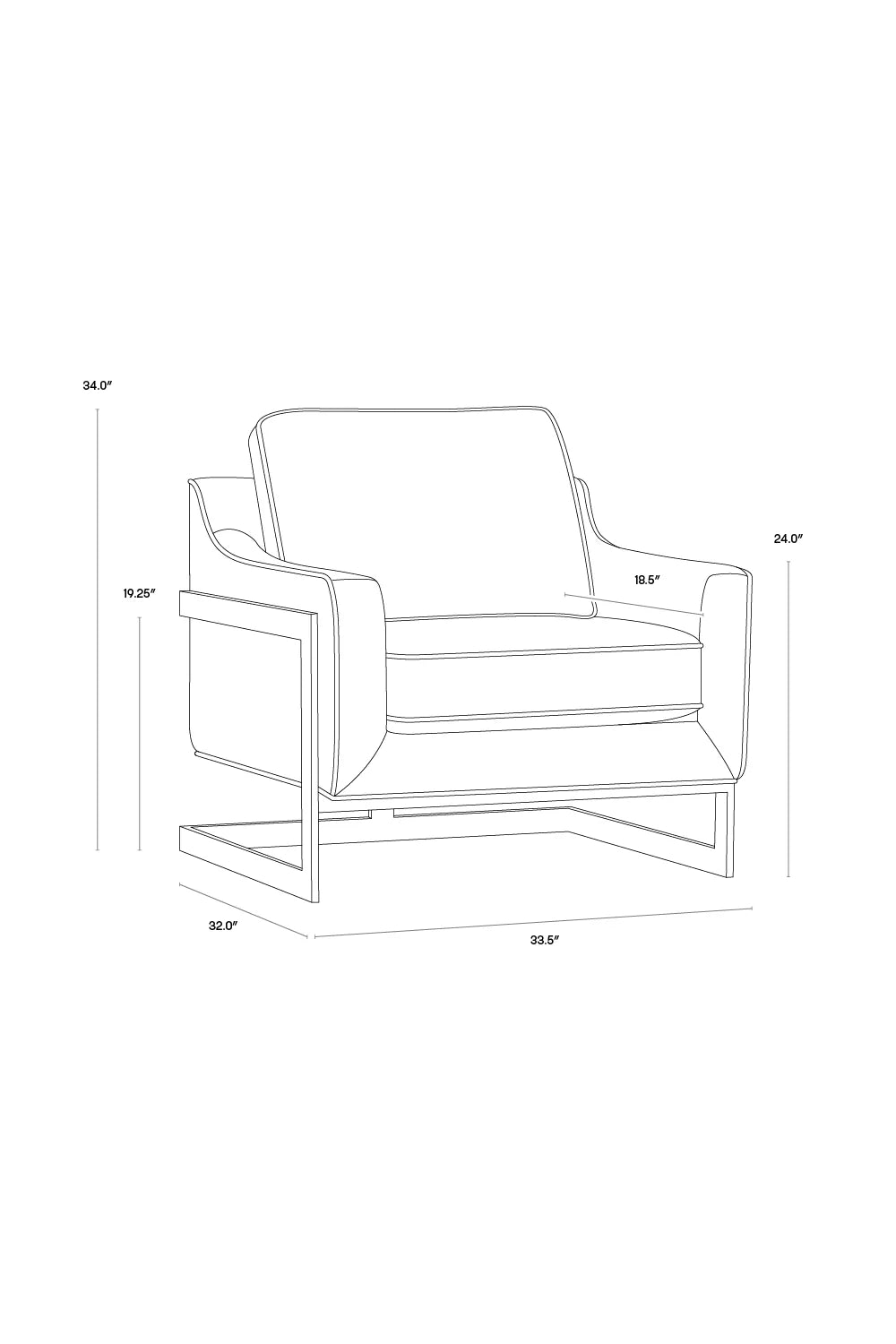 Luxury Bronze Frame Cantilevered Lounge Chair Modern Italian Style for Villa