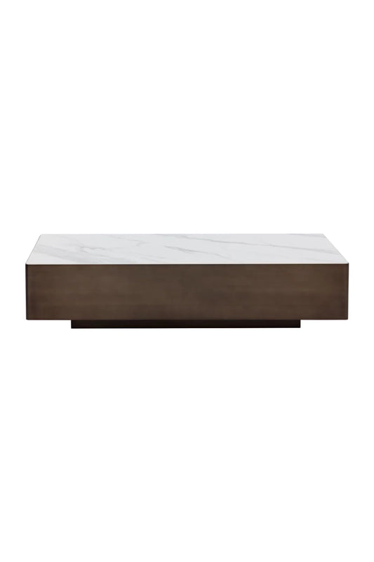 Luxury Bronze Framed Ceramic Coffee Table Modern Italian Style for Villa