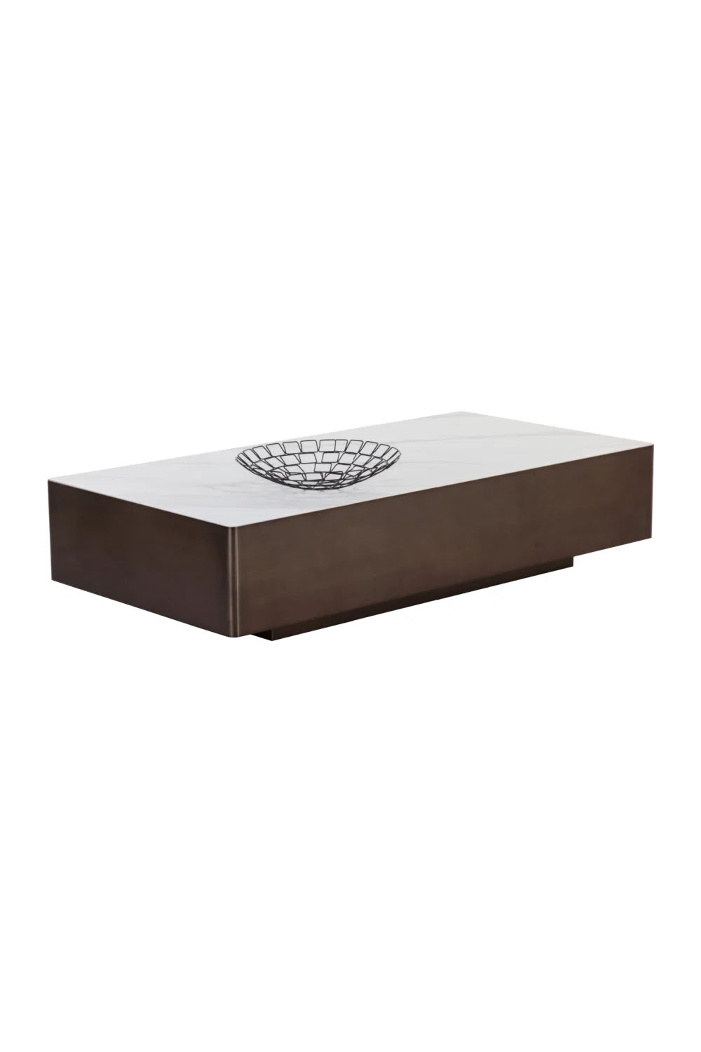 Luxury Bronze Framed Ceramic Coffee Table Modern Italian Style for Villa