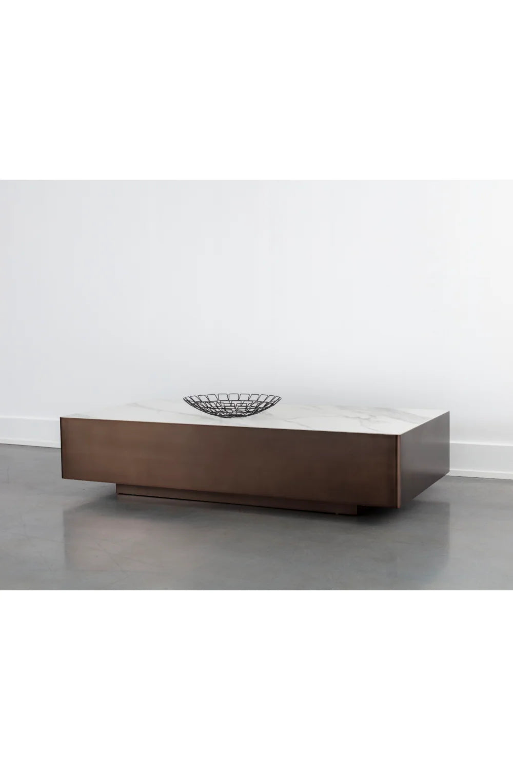 Luxury Bronze Framed Ceramic Coffee Table Modern Italian Style for Villa