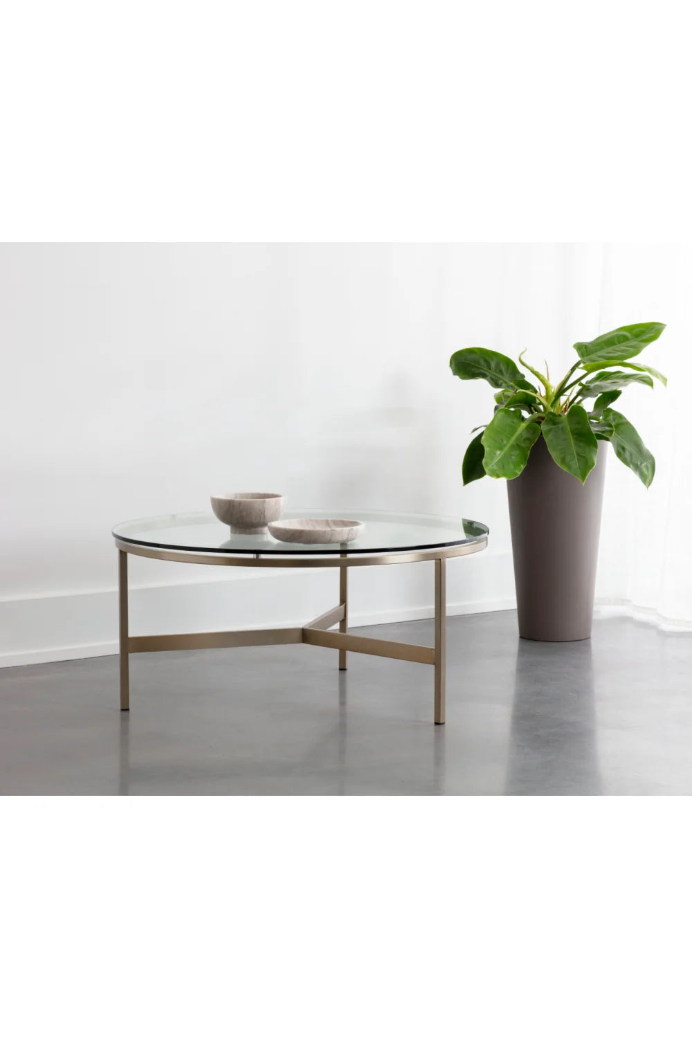 Luxury Bronze Framed Glass Coffee Table Modern Italian Style for Villa