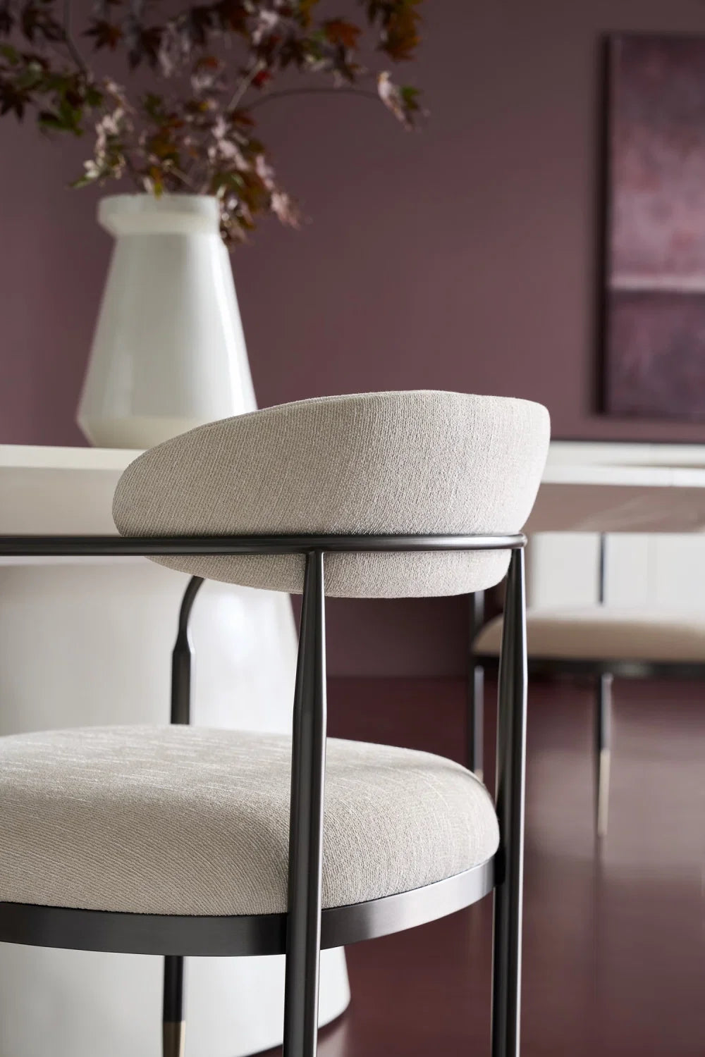 Luxury Bronze Framed Modern Dining Armchair European Style for Villa