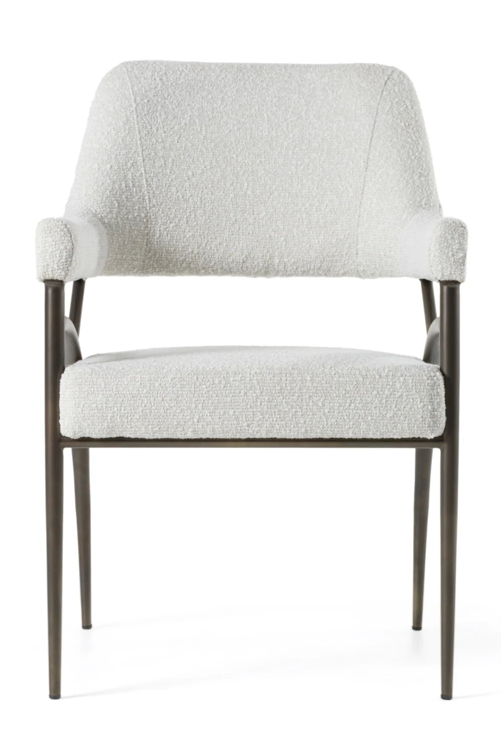Luxury Bronze Framed White Modern Dining Chair European Style for Villa