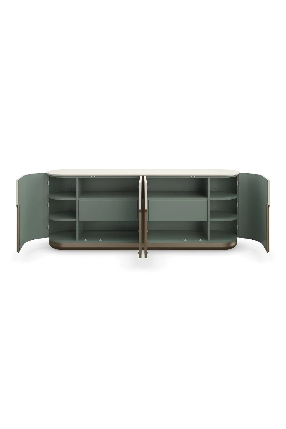 Luxury Bronze Hardware 4-Door Sideboard European Style for Villa