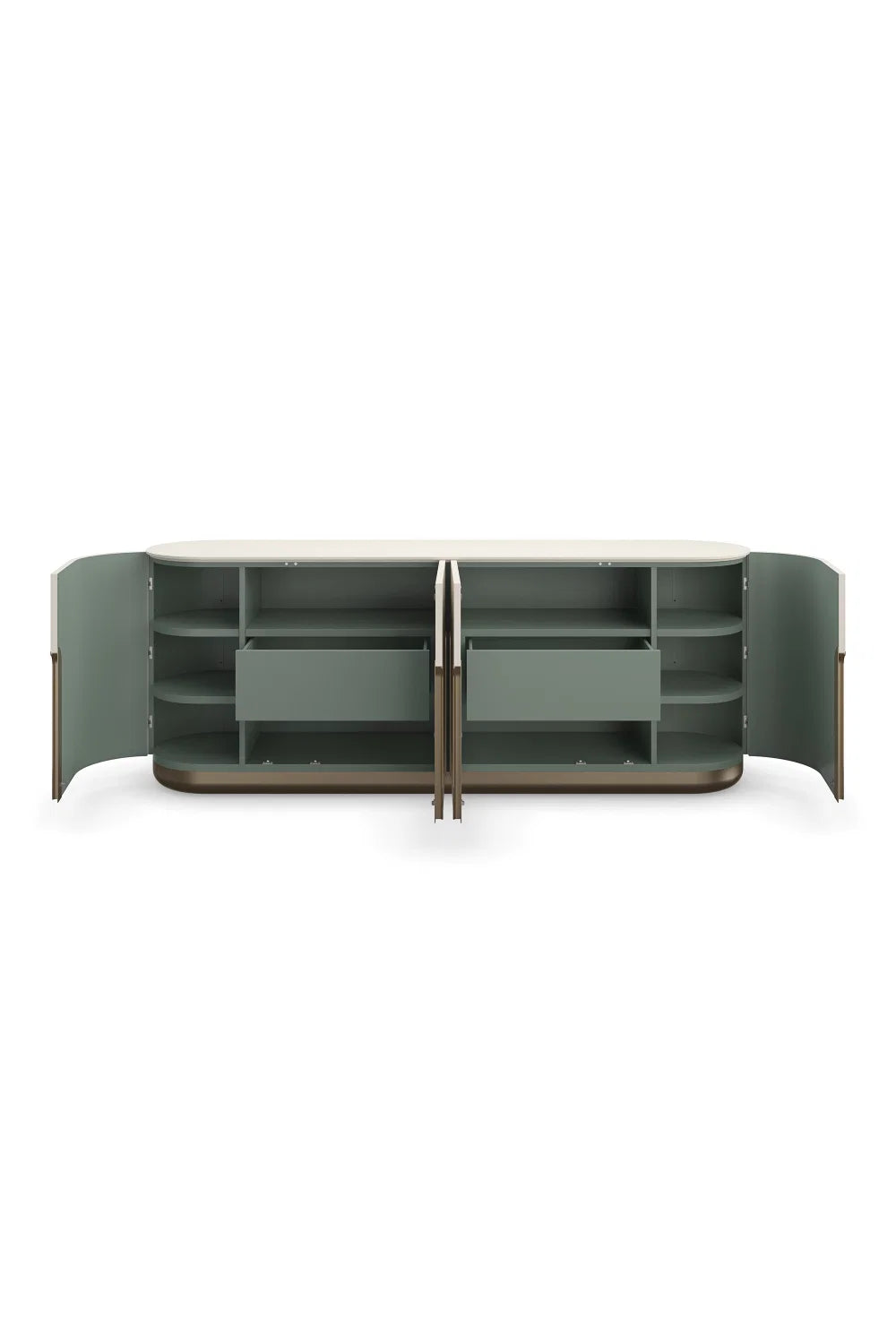 Luxury Bronze Hardware 4-Door Sideboard European Style for Villa