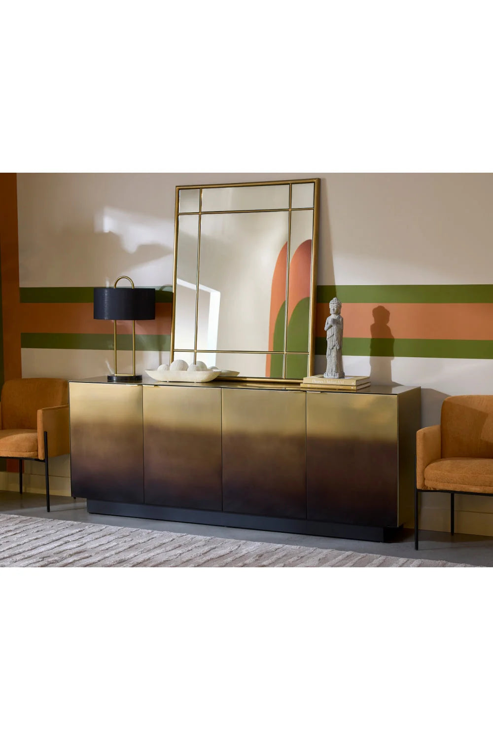 Luxury Bronze Ombre 4-Door Sideboard European Style for Villa