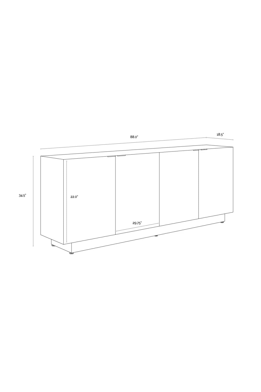 Luxury Bronze Ombre 4-Door Sideboard European Style for Villa