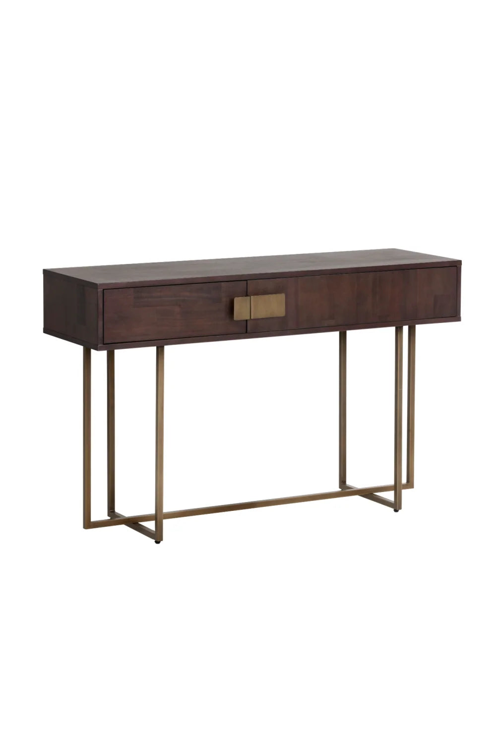 Luxury Brown Acacia 2-Drawer Console Table Modern Italian Style for Villa