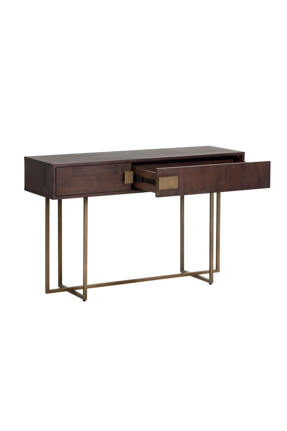 Luxury Brown Acacia 2-Drawer Console Table Modern Italian Style for Villa