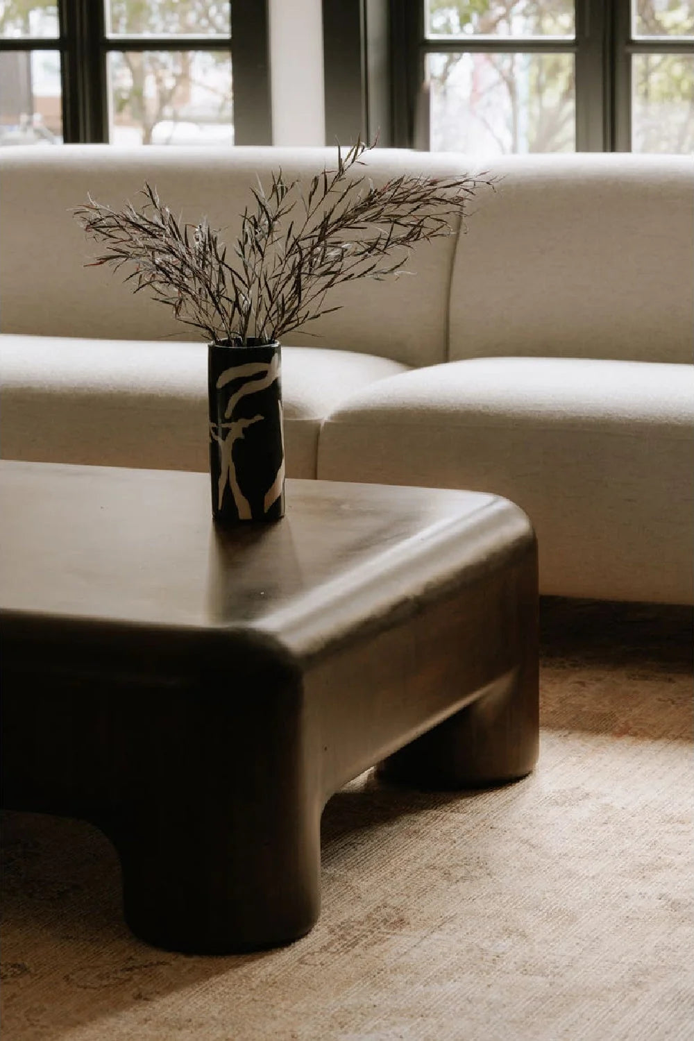 Luxury Brown Acacia Coffee Table Modern Italian Style for Villa