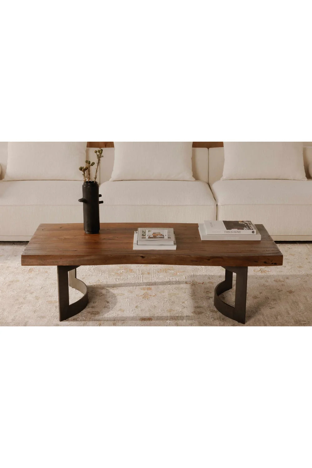 Luxury Brown Acacia Coffee Table Modern Italian Style for Villa