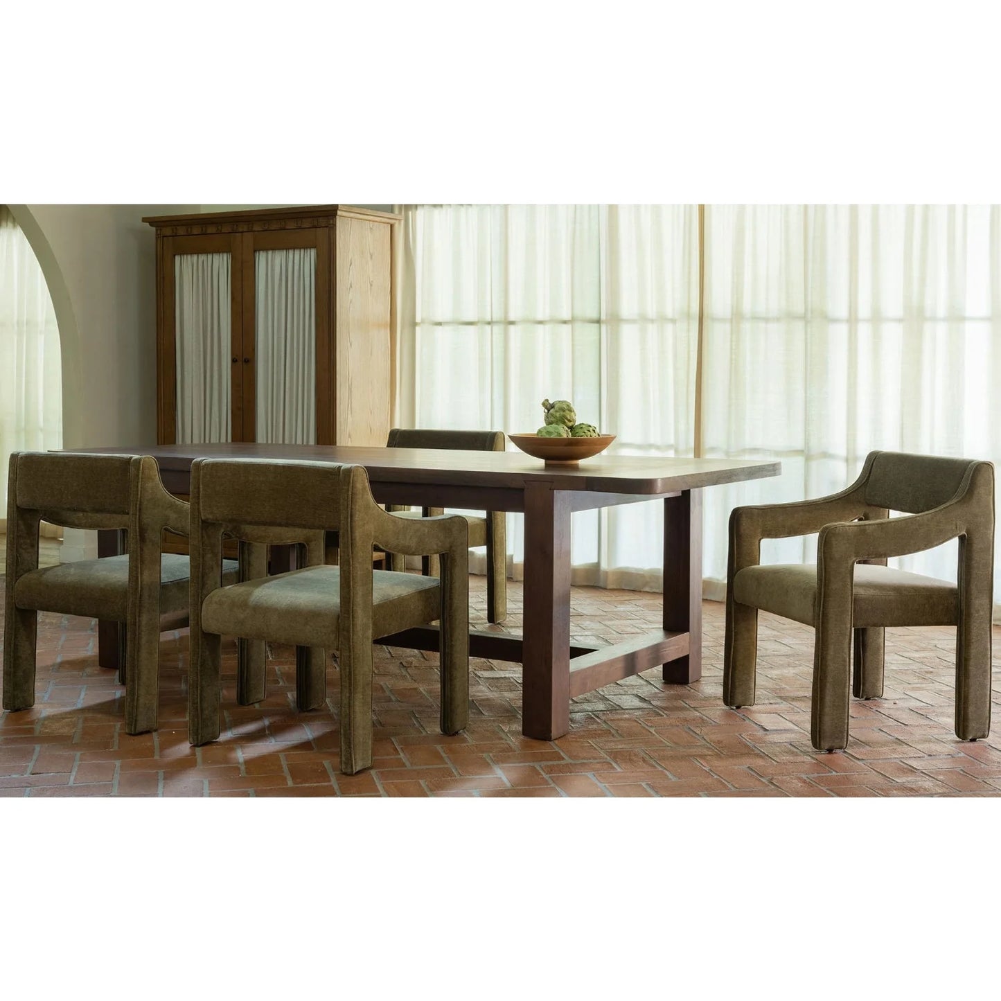 Luxury Brown Acacia Dining Table Modern Italian Style for Villa