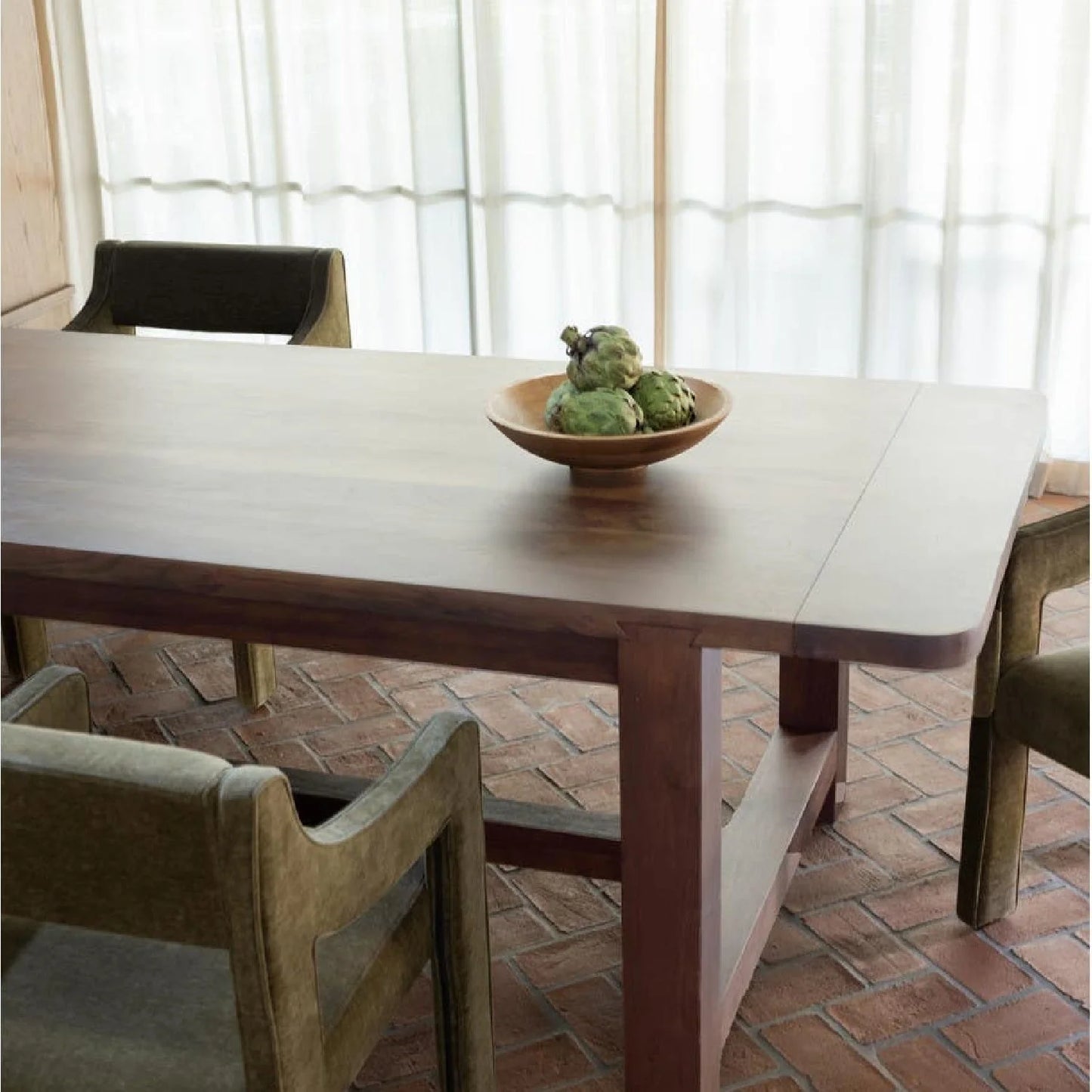 Luxury Brown Acacia Dining Table Modern Italian Style for Villa