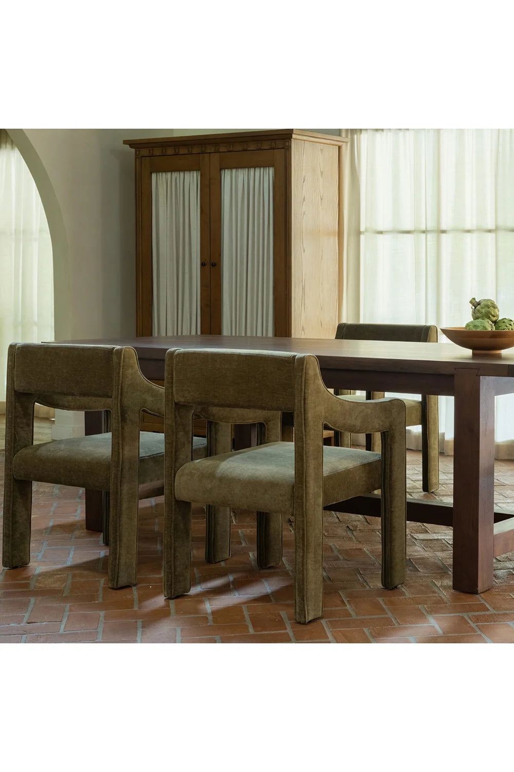 Luxury Brown Acacia Dining Table Modern Italian Style for Villa