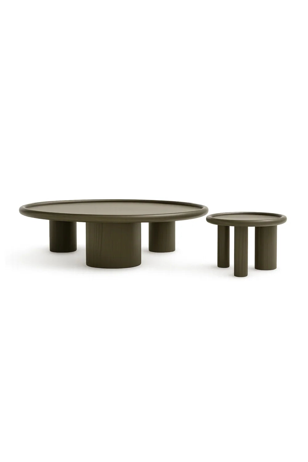 Luxury Brown Ash Round Nesting Tables Modern Italian Style for Villa