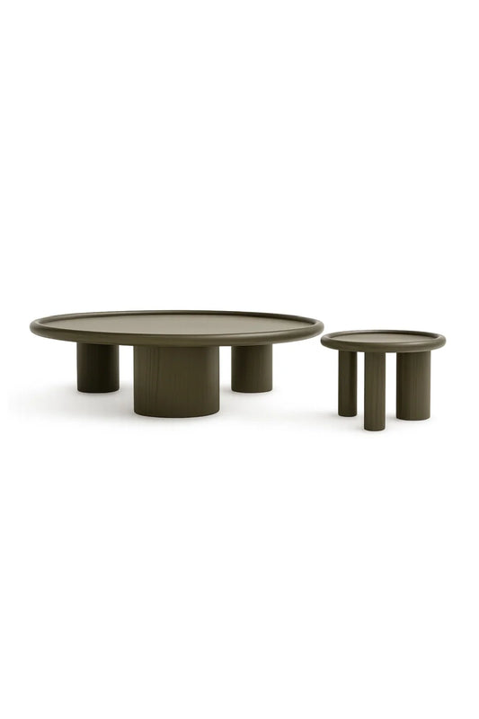 Luxury Brown Ash Round Nesting Tables Modern Italian Style for Villa