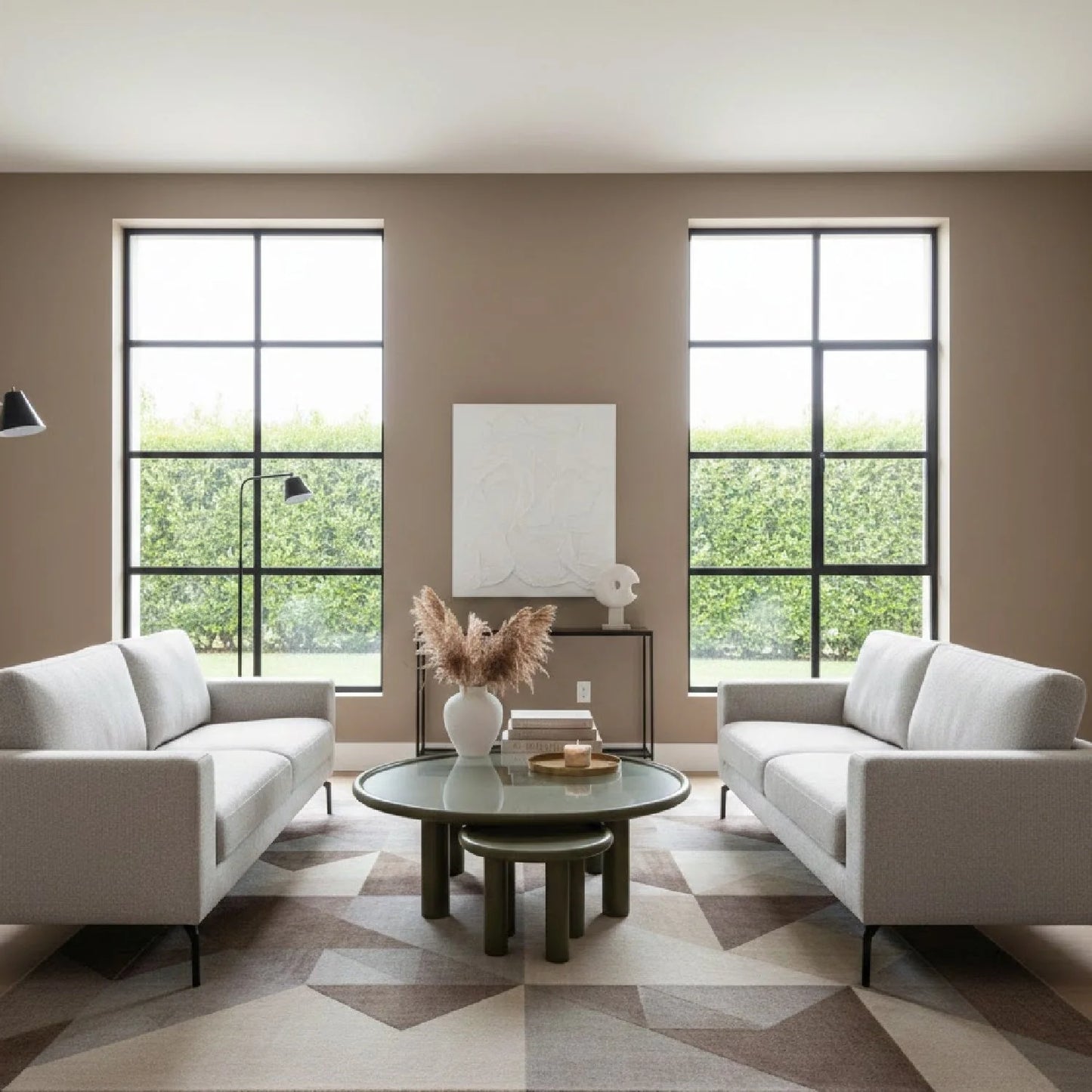 Luxury Brown Ash Round Nesting Tables Modern Italian Style for Villa