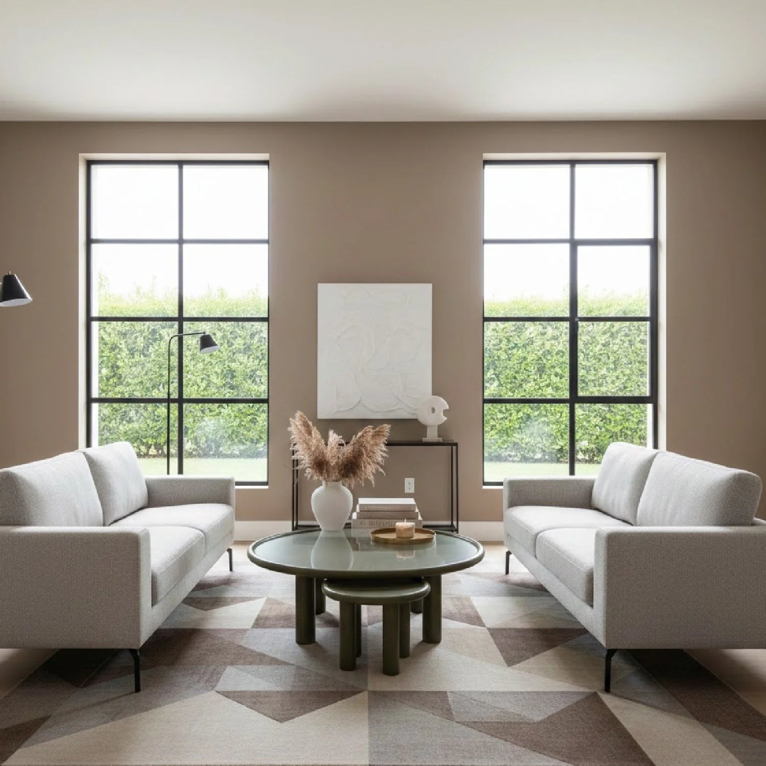 Luxury Brown Ash Round Nesting Tables Modern Italian Style for Villa