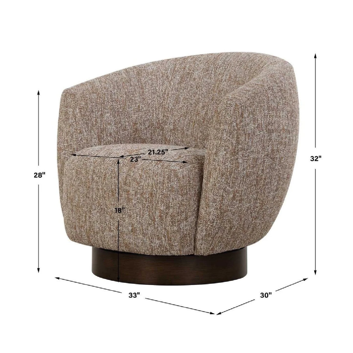 Luxury Brown Barrel Swivel Lounge Chair Modern Italian Style for Villa