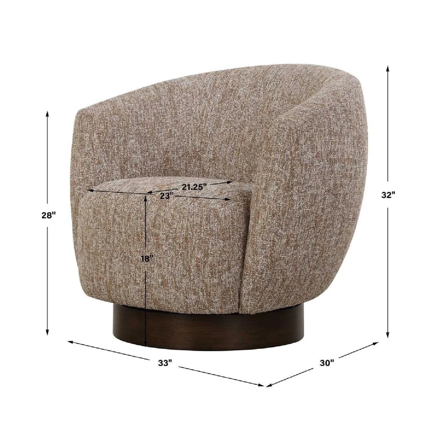 Luxury Brown Barrel Swivel Lounge Chair Modern Italian Style for Villa