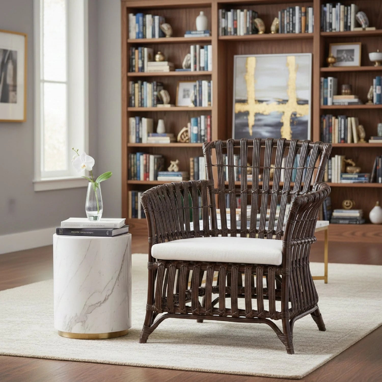 Luxury Brown Bohemian Accent Chair Modern Italian Style for Villa