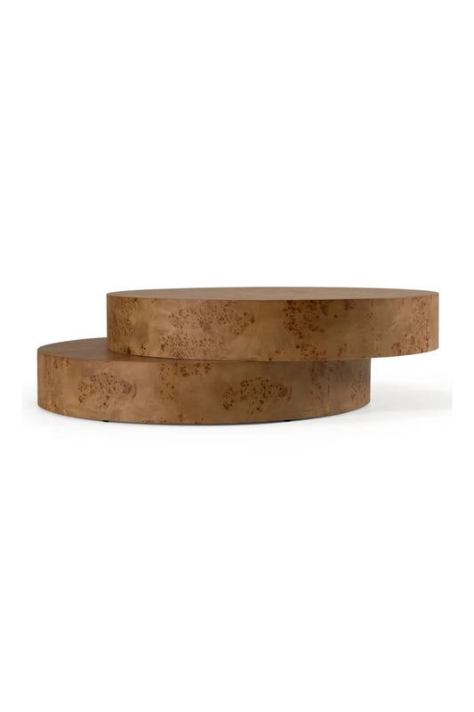 Luxury Brown Burl Wood Coffee Table Modern Italian Style for Villa
