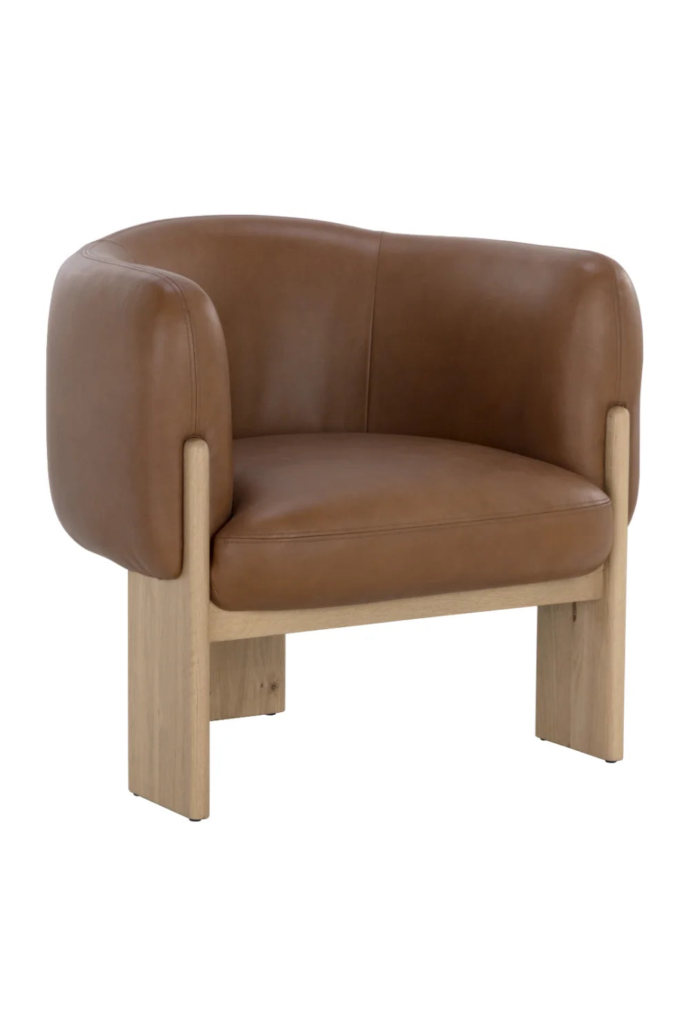 Luxury Brown Curved Leather Lounge Chair Modern Italian Style for Villa