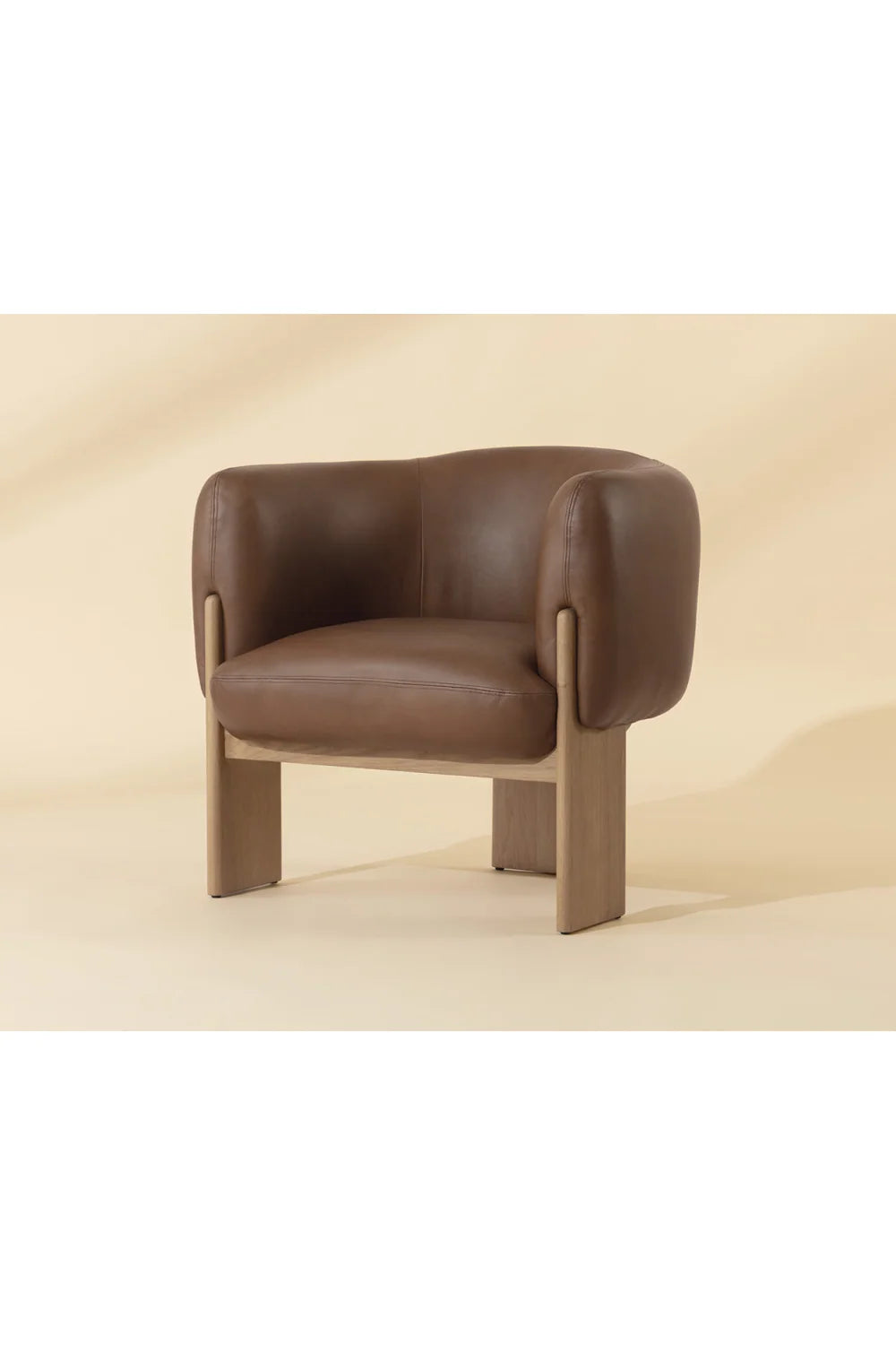 Luxury Brown Curved Leather Lounge Chair Modern Italian Style for Villa