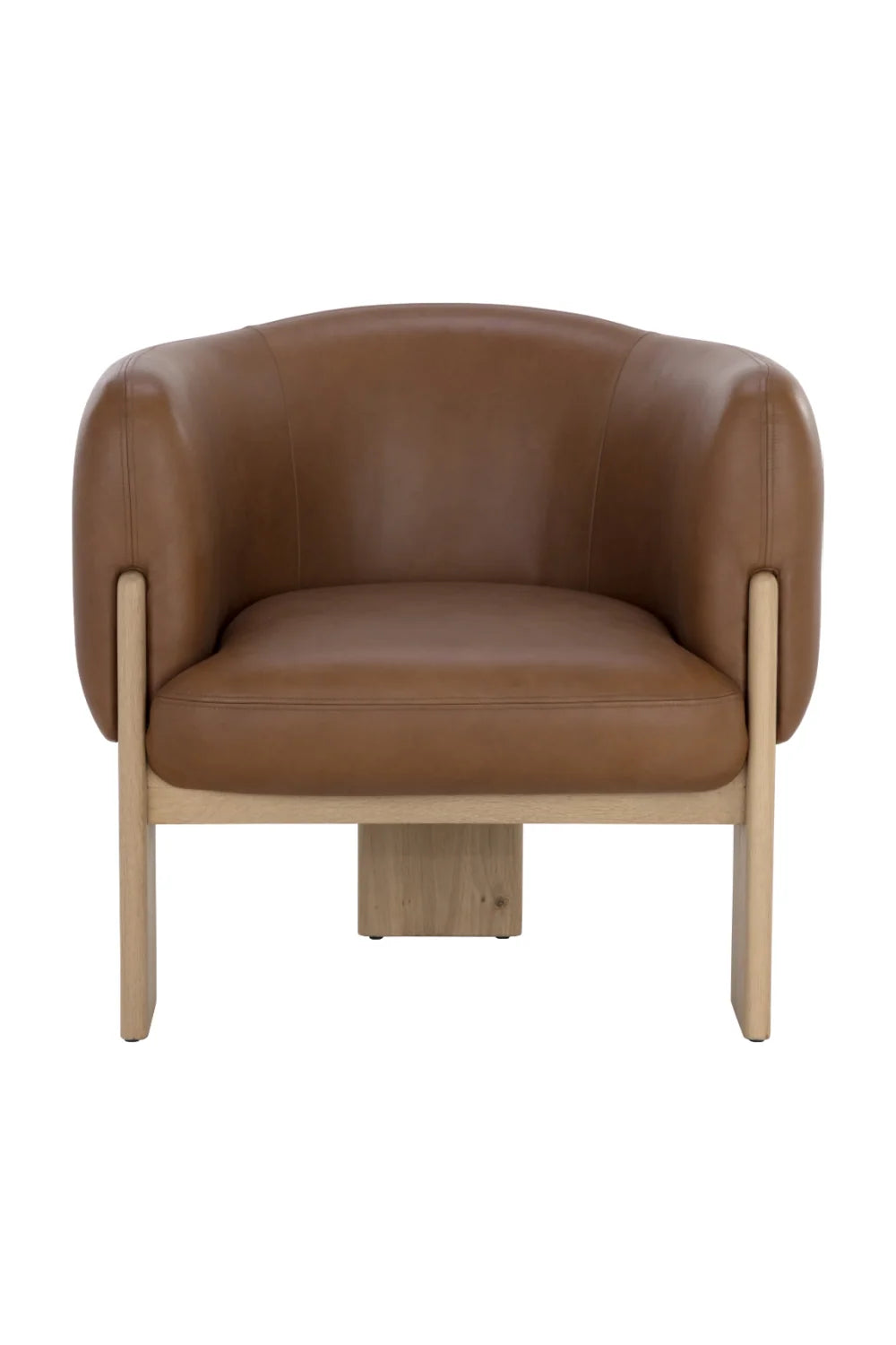 Luxury Brown Curved Leather Lounge Chair Modern Italian Style for Villa