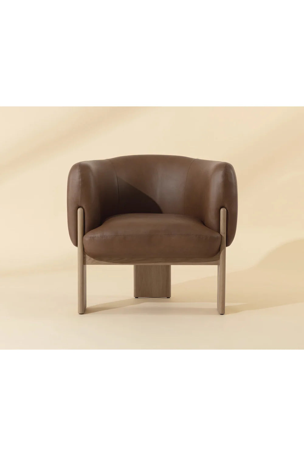 Luxury Brown Curved Leather Lounge Chair Modern Italian Style for Villa