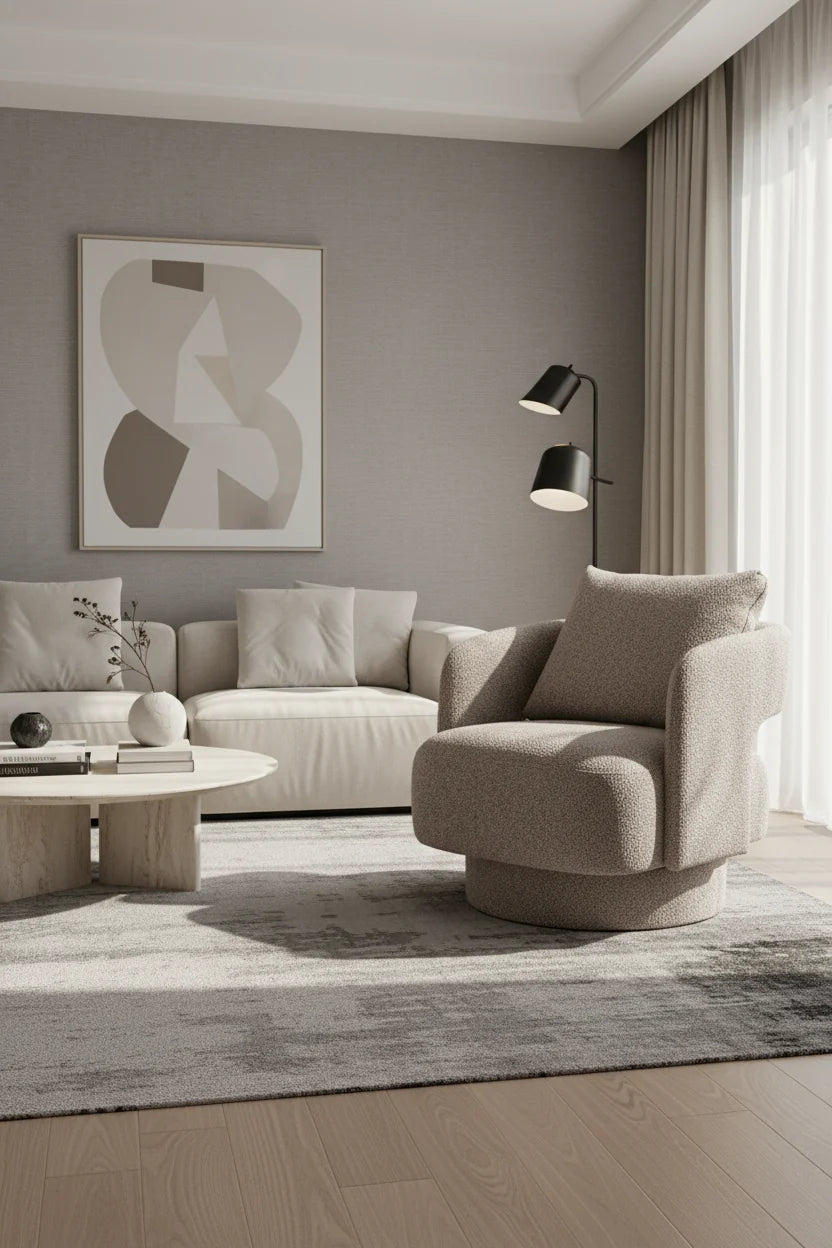 Luxury Brown Fabric Accent Chair Modern Italian Style for Villa