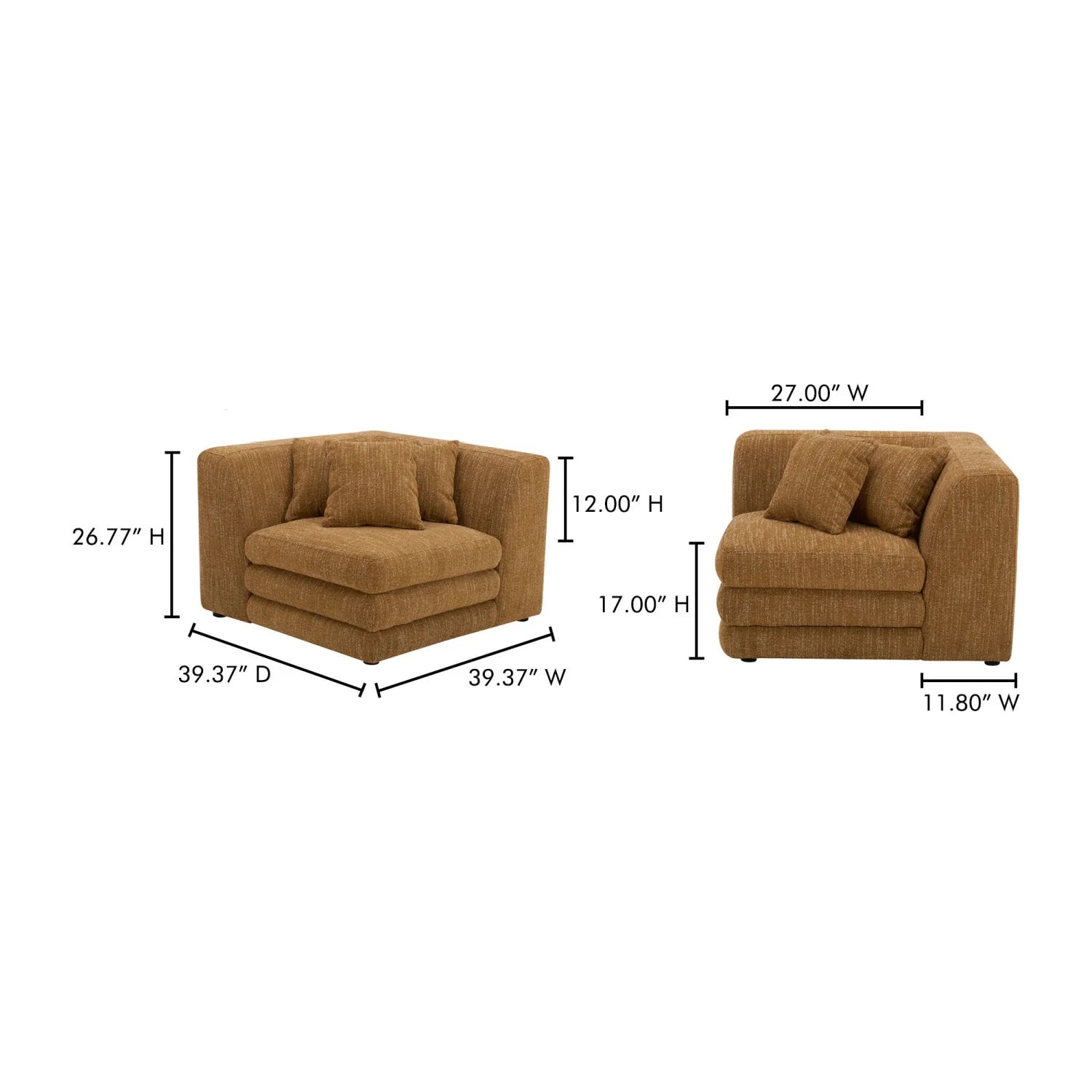 Luxury Brown Fabric Corner Chair Modern Italian Style for Villa