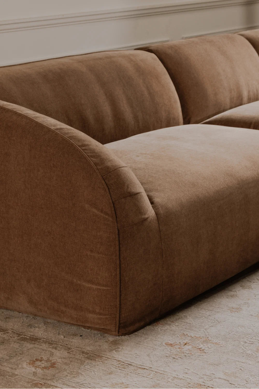 Luxury Brown Fabric Modular Sofa Modern Italian Style for Villa