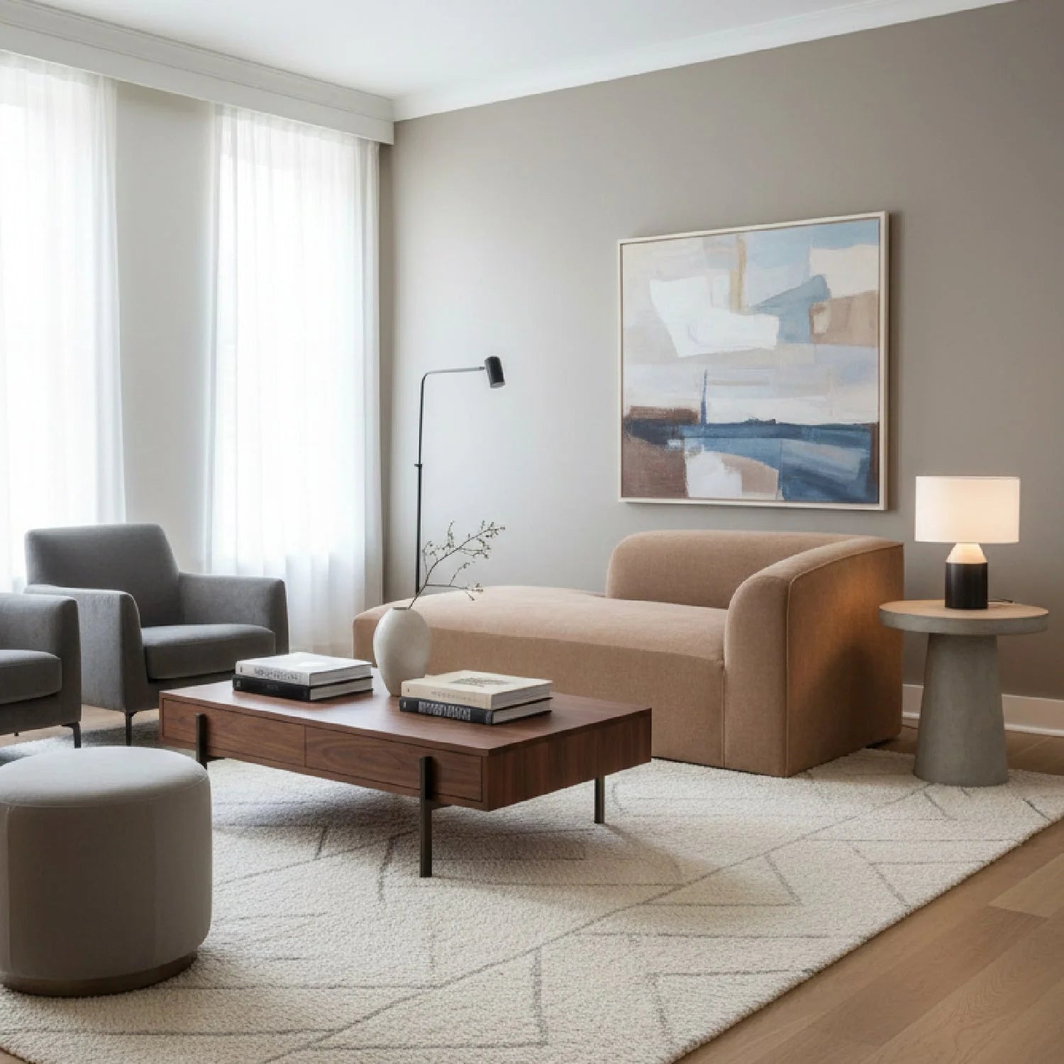 Luxury Brown Fabric Modular Sofa Modern Italian Style for Villa