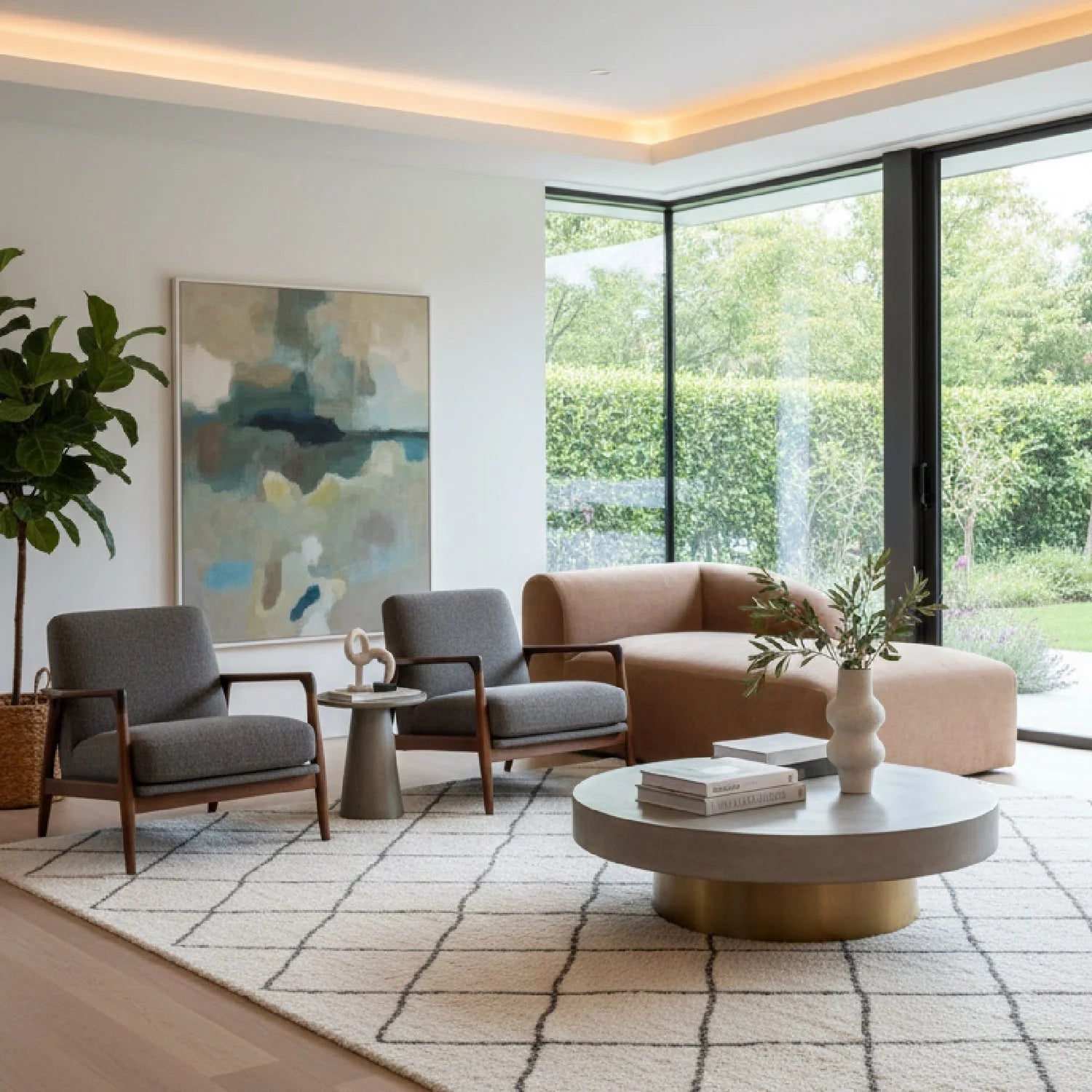 Luxury Brown Fabric Modular Sofa Modern Italian Style for Villa
