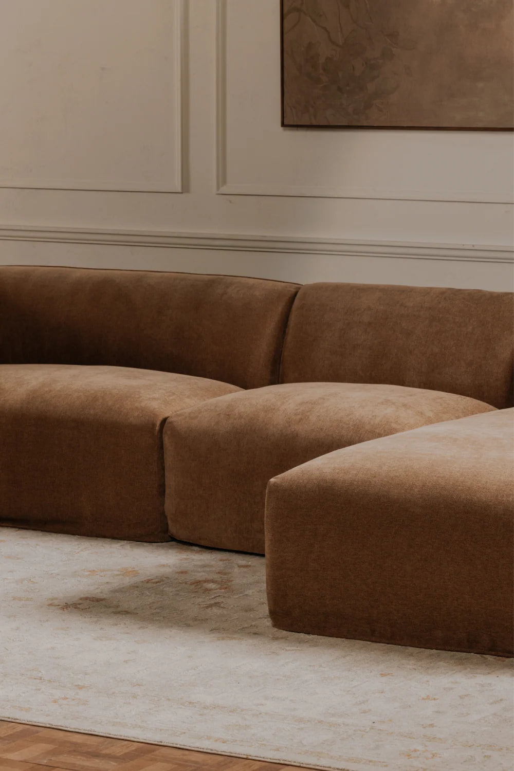 Luxury Brown Fabric Modular Sofa Modern Italian Style for Villa
