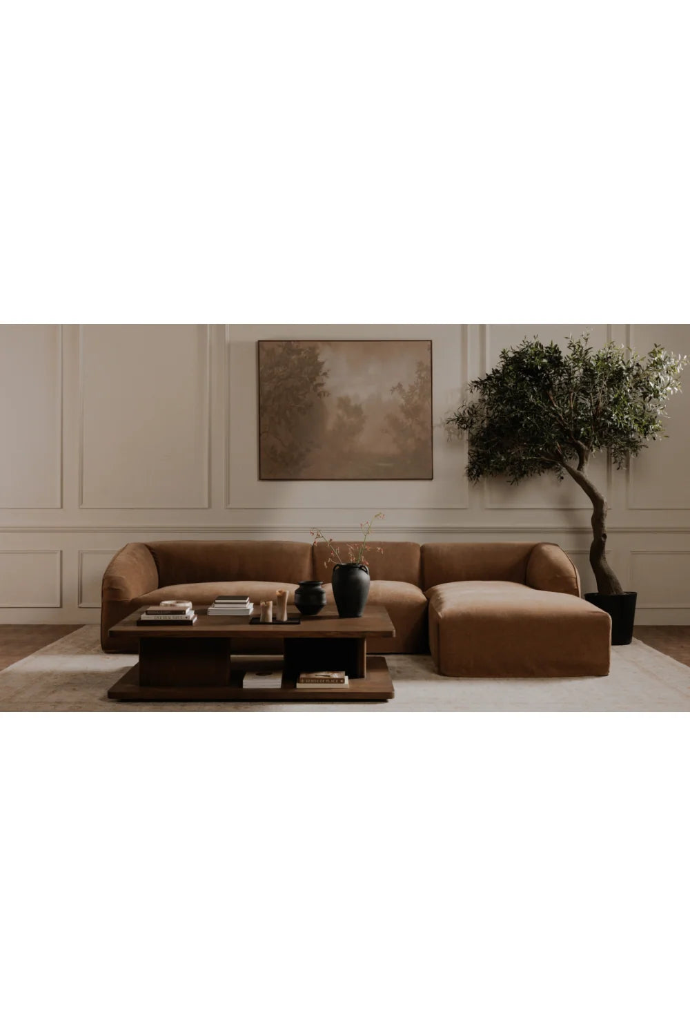 Luxury Brown Fabric Modular Sofa Modern Italian Style for Villa