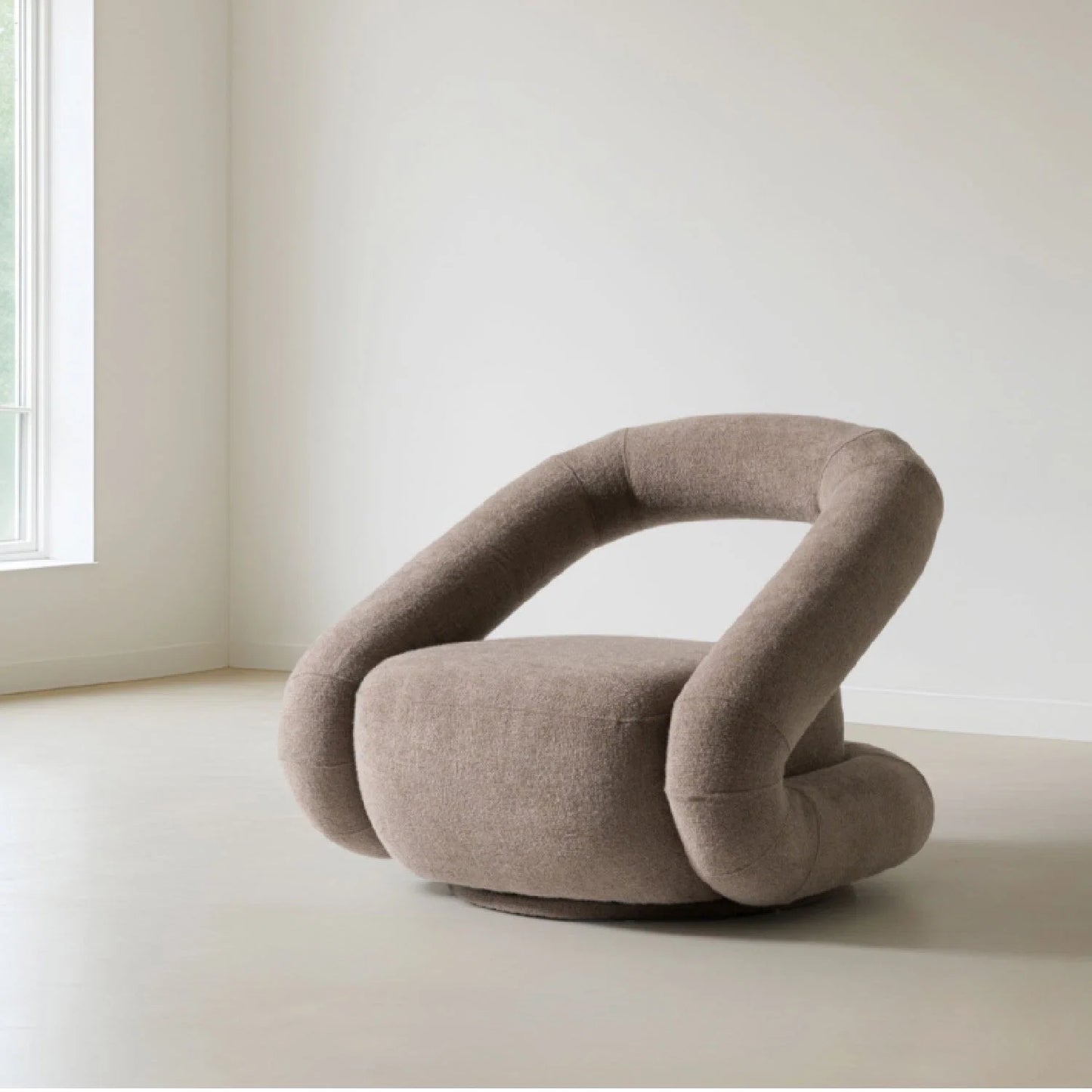 Luxury Brown Fabric Swivel Accent Chair Modern Italian Style for Villa