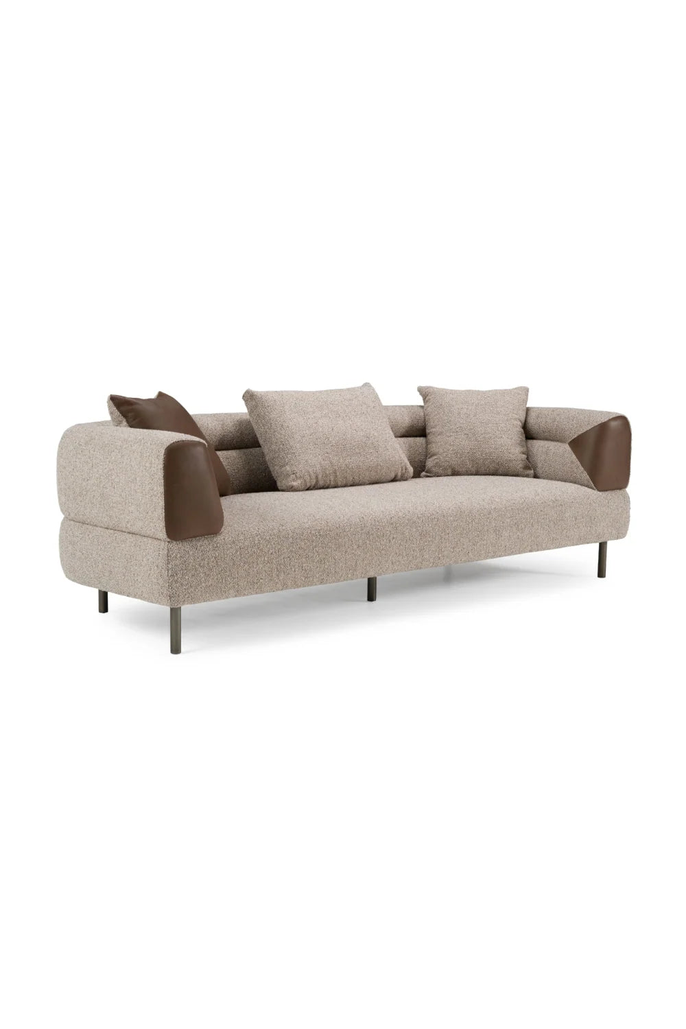 Luxury Brown Fabric Three Seater Sofa Modern Italian Style for Villa