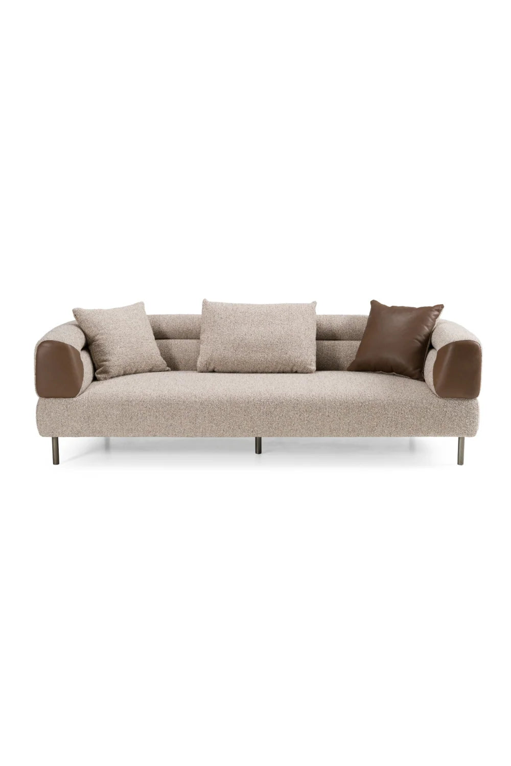 Luxury Brown Fabric Three Seater Sofa Modern Italian Style for Villa