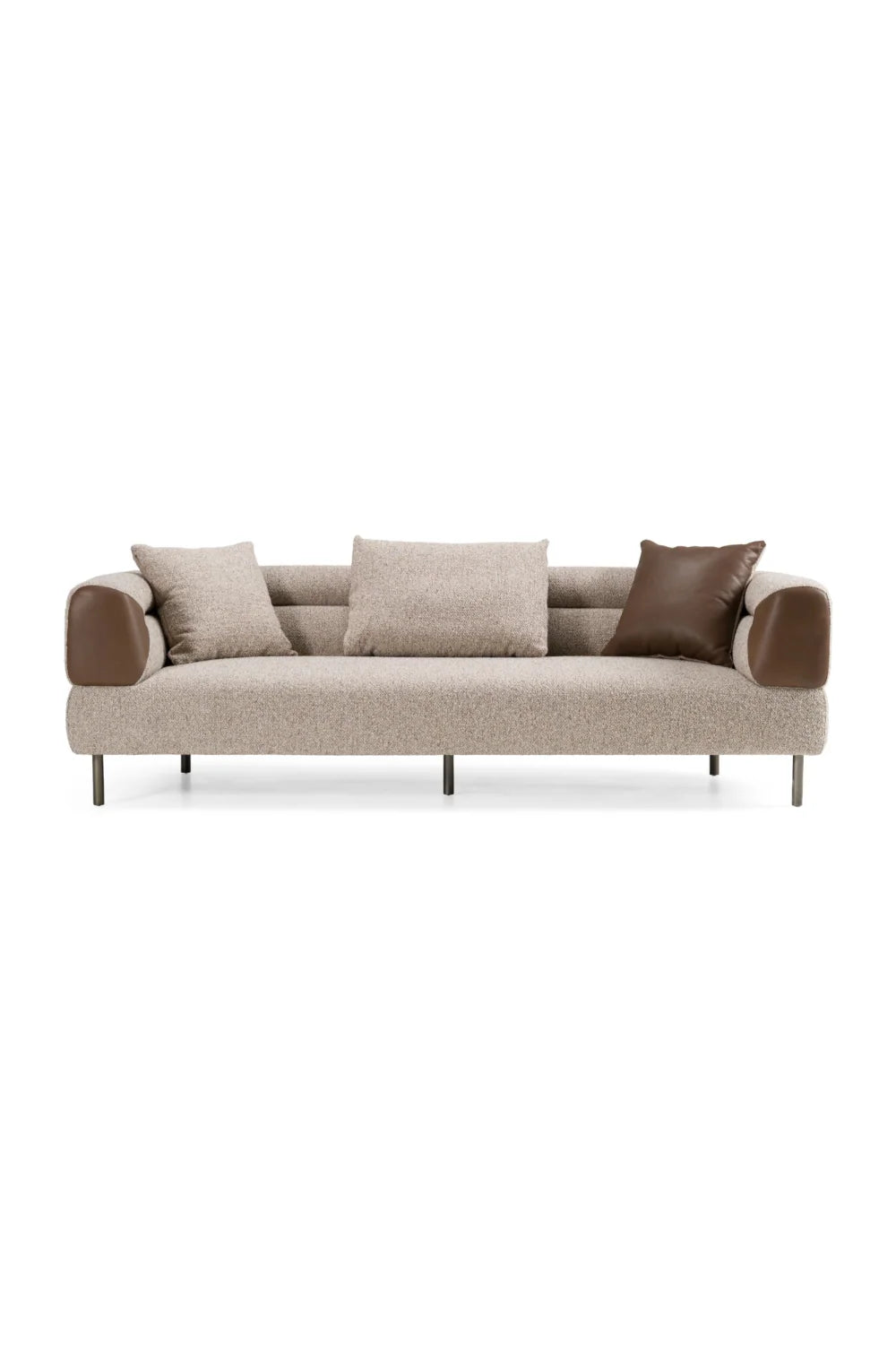 Luxury Brown Fabric Three Seater Sofa Modern Italian Style for Villa