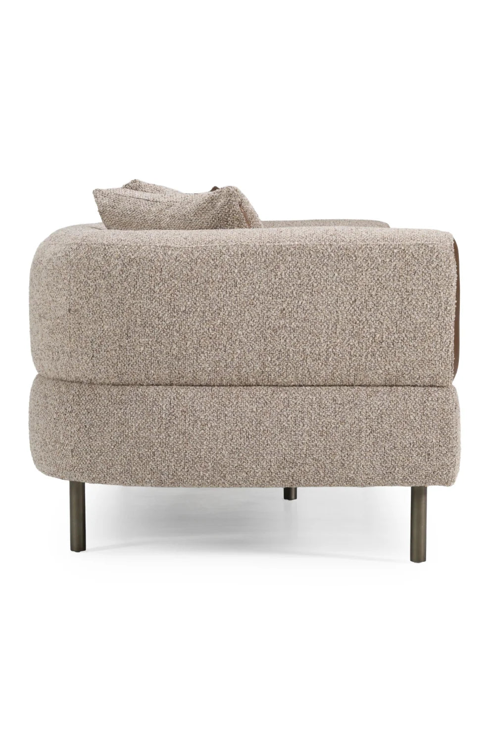Luxury Brown Fabric Three Seater Sofa Modern Italian Style for Villa