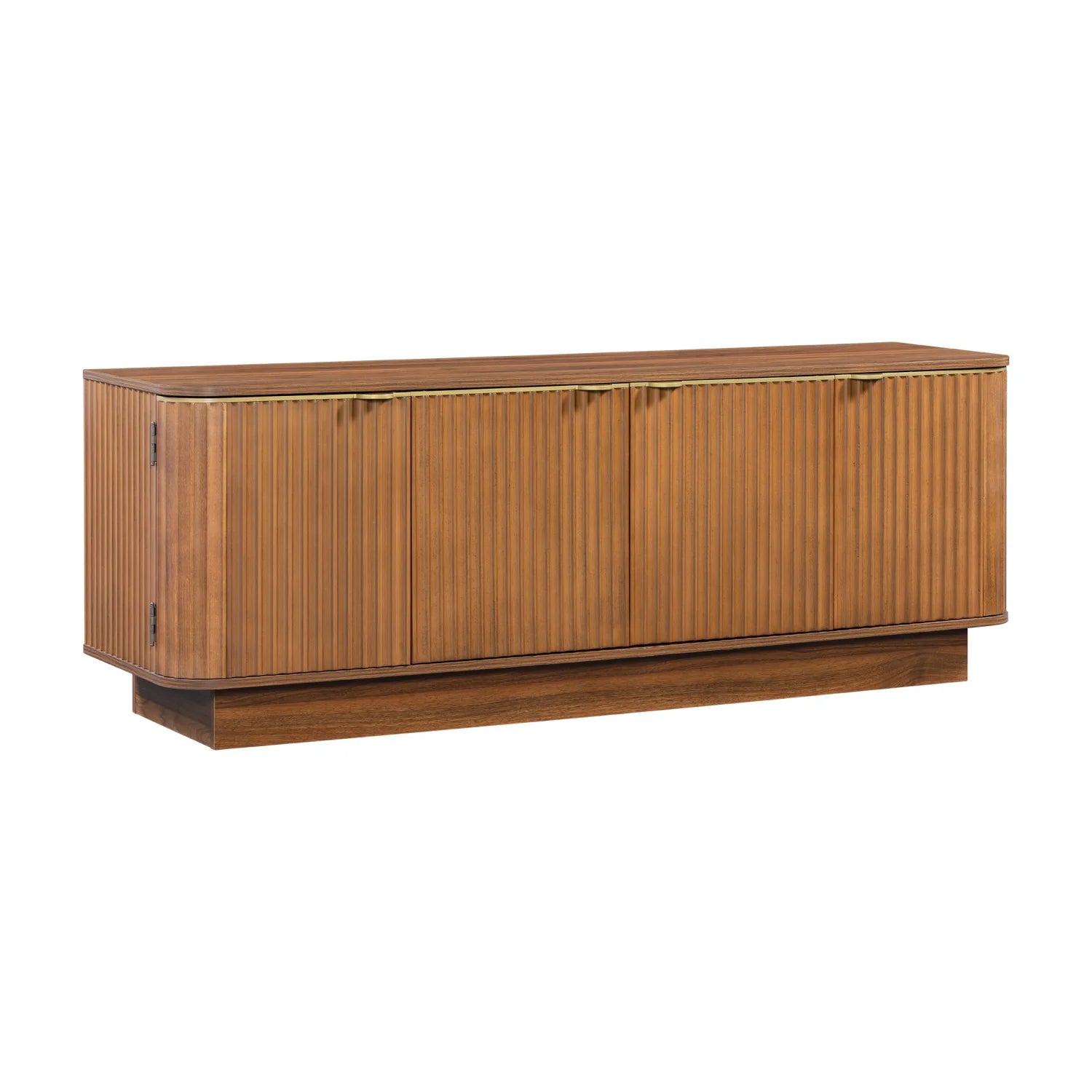 Luxury Brown Fluted Wood TV Stand Modern Italian Style for Villa