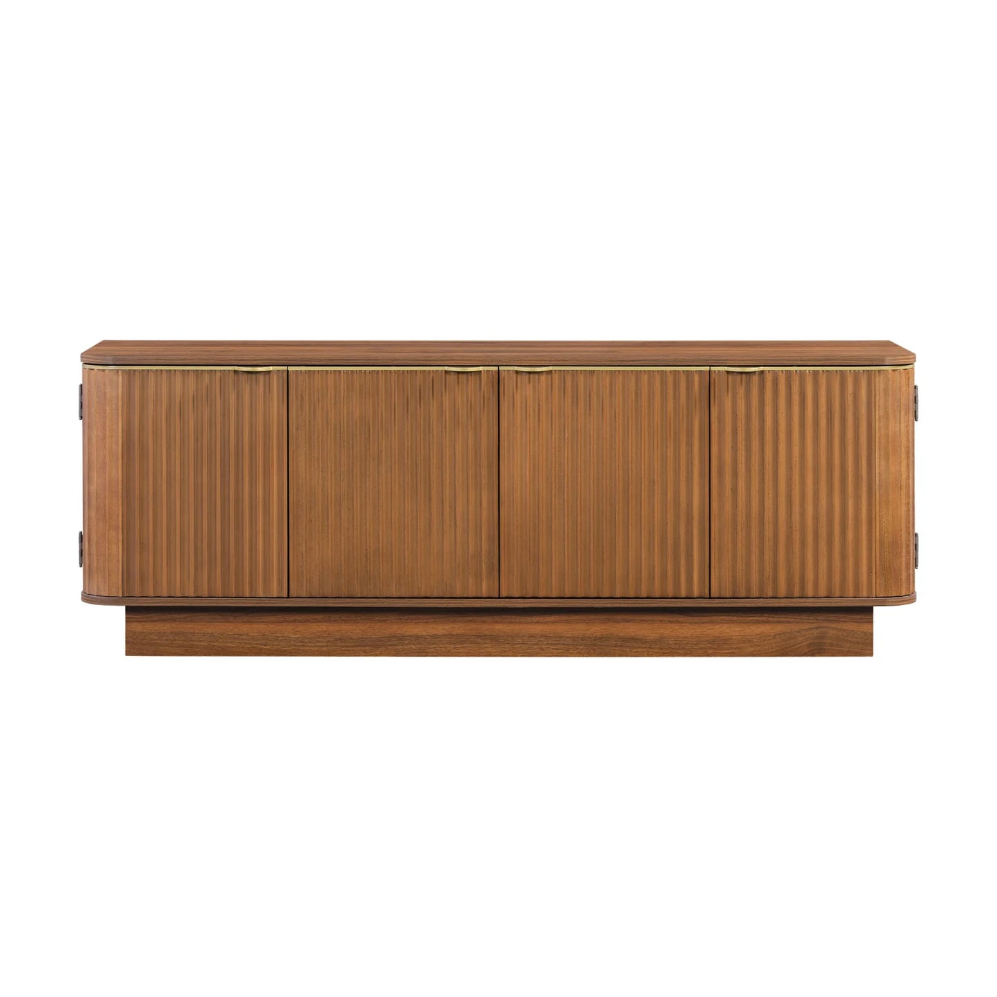 Luxury Brown Fluted Wood TV Stand Modern Italian Style for Villa