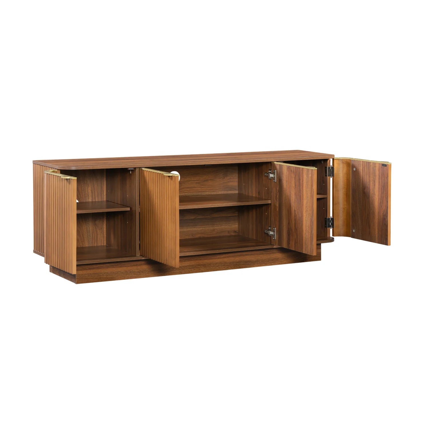 Luxury Brown Fluted Wood TV Stand Modern Italian Style for Villa